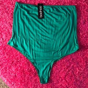 Halter top body suit. Green and White